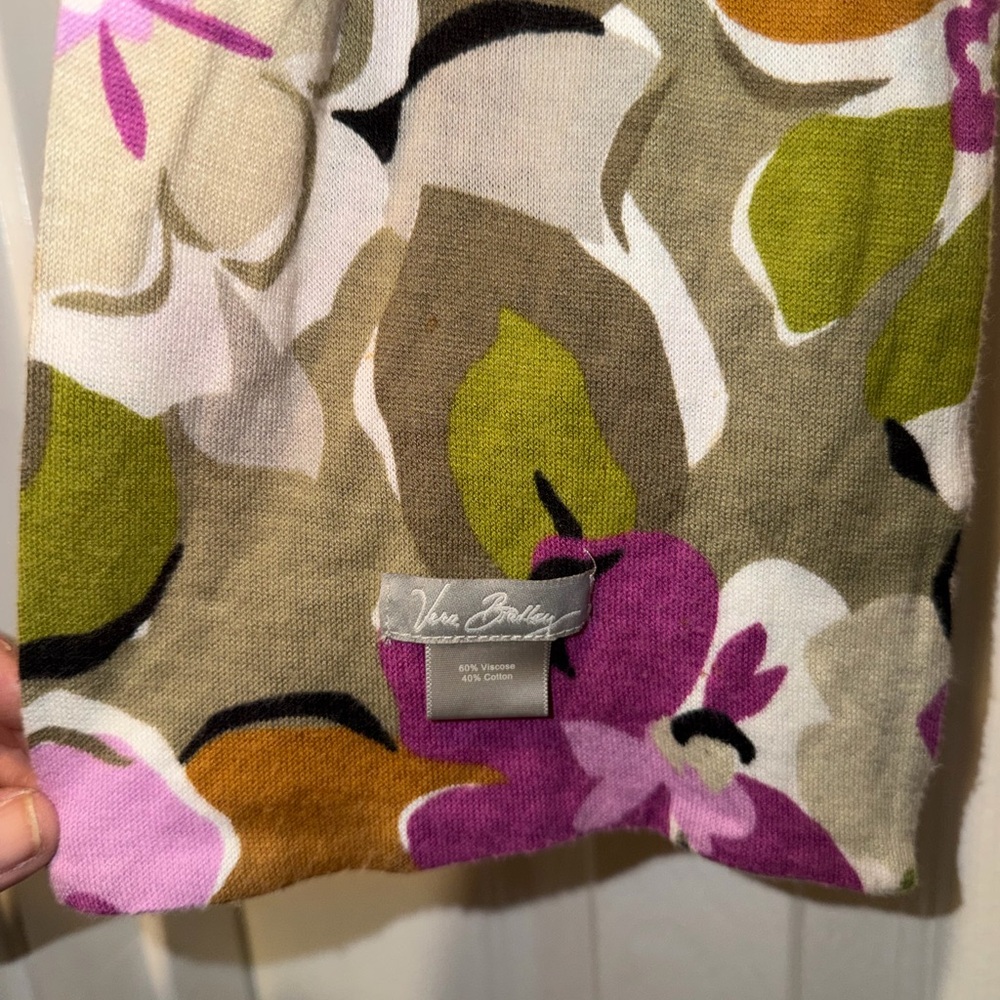 Vera Bradley Floral Print Scarf in Olive, Purple, White